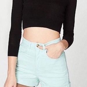 AA American Apparel high-waist cuff shorts - Mint